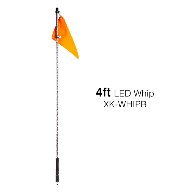 XKGLOW XK-WHIPC - XK Glow LED ATV Whip XKchrome & XK Carbon App Control Kit (Controller not included) 1pc 32in