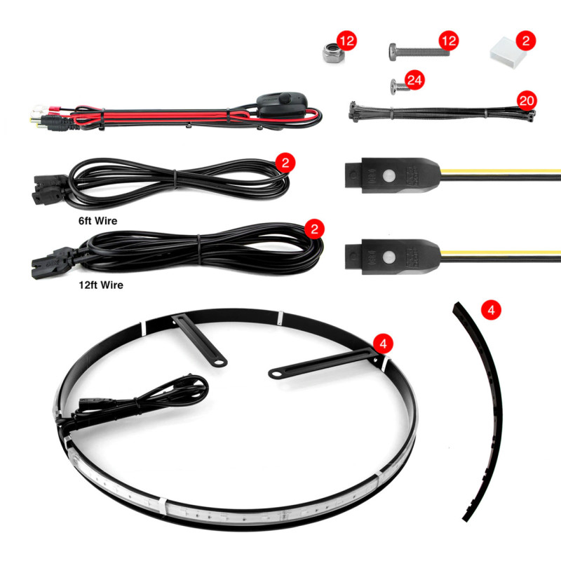 XKGLOW XK-WHEEL-KIT-AD - XK Glow Adjustable Wheel Ring Light Kit XKchrome App controlled w/ Turn Signal Function 4pc 15-18In