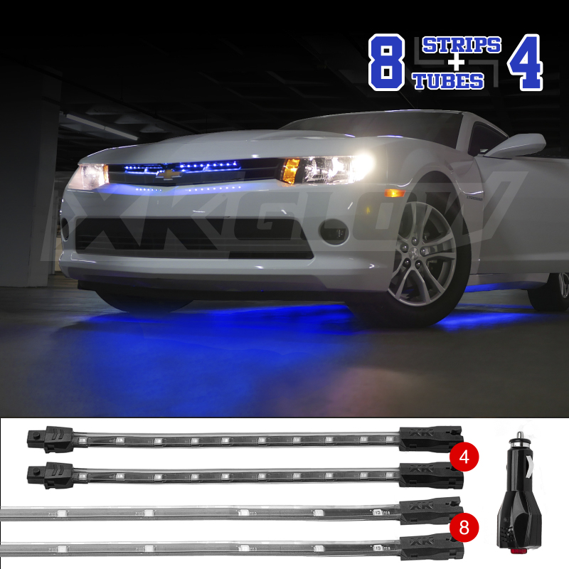 XKGLOW XK041005-B - XK Glow Single Color UnderglowLED Accent Light Car/Truck Kit Blue - 8x24In Tube + 4x8In Strip XKGLOW XK041005-B - XK Glow Single Color UnderglowLED Accent Light Car/Truck Kit Blue - 8x24In Tube + 4x8In Strip