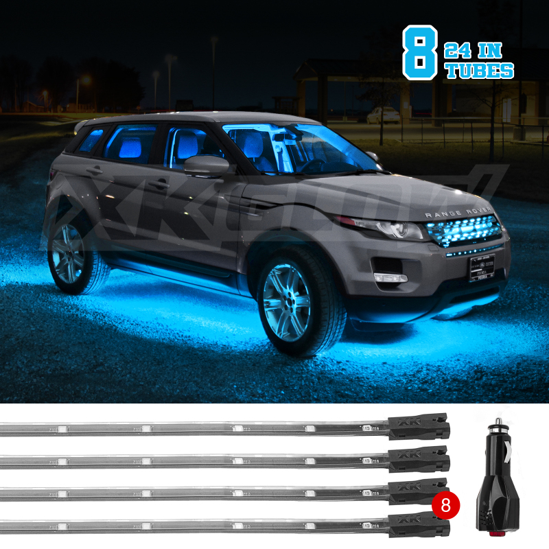 XKGLOW XK041002-AB - XK Glow Tube Single Color Underglow LED Accent Light Car/Truck Kit Light Blue - 8x24In