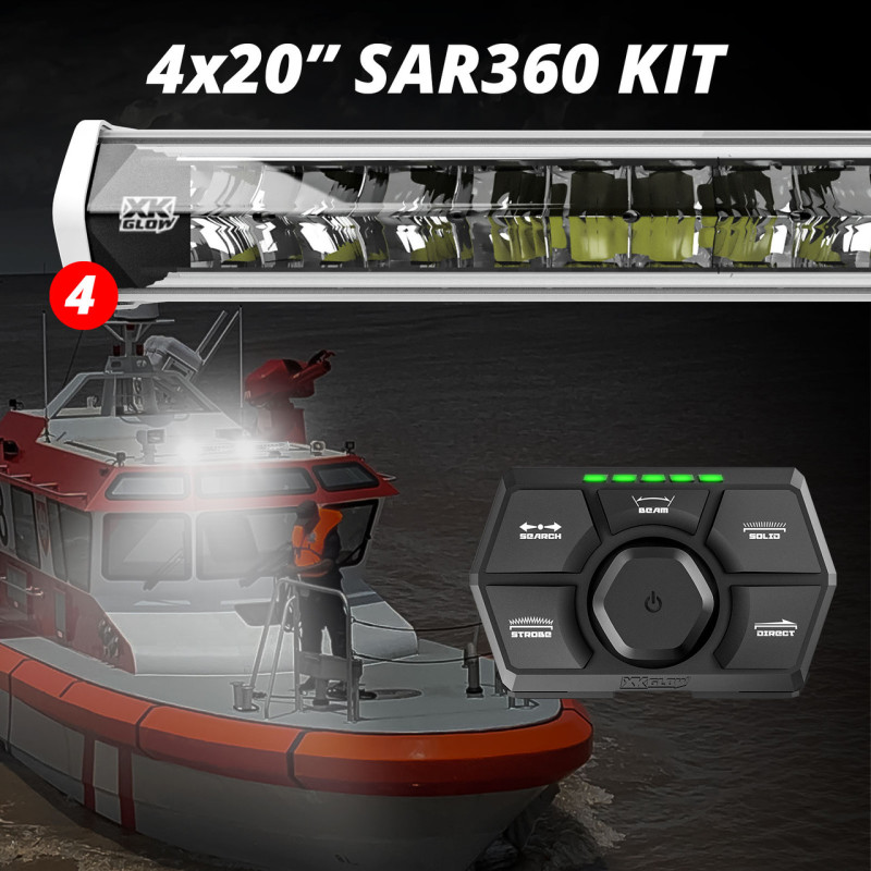 XKGLOW XK-SAR360-1111W - XK Glow SAR360 Light Bar Kit Emergency Search and Rescue Light System White (4) 20In