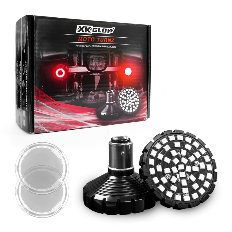 XKGLOW XK1156B-R-C - XK Glow Motorcycle Rear LED Turn Signal Kit - 1156 Bullet Style Clear Lenses XKGLOW XK1156B-R-C - XK Glow Motorcycle Rear LED Turn Signal Kit - 1156 Bullet Style Clear Lenses