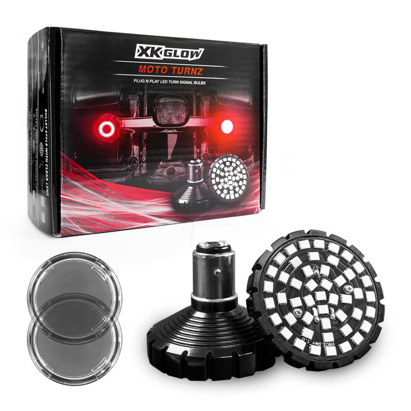 XKGLOW XK1156B-R-S - XK Glow Motorcycle Rear LED Turn Signal Kit - 1156 Bullet Style Smoked Lenses
