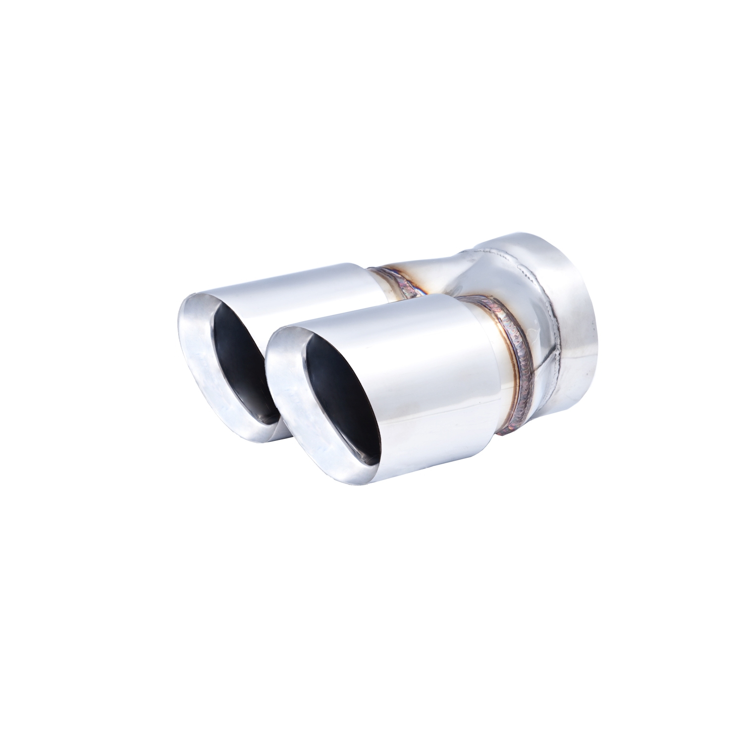 XFORCE TY-AW35-76 - Twin 3.5" Round Angle Cut Dual Wall 3" Inlet; Exhaust Tail Pipe Tip