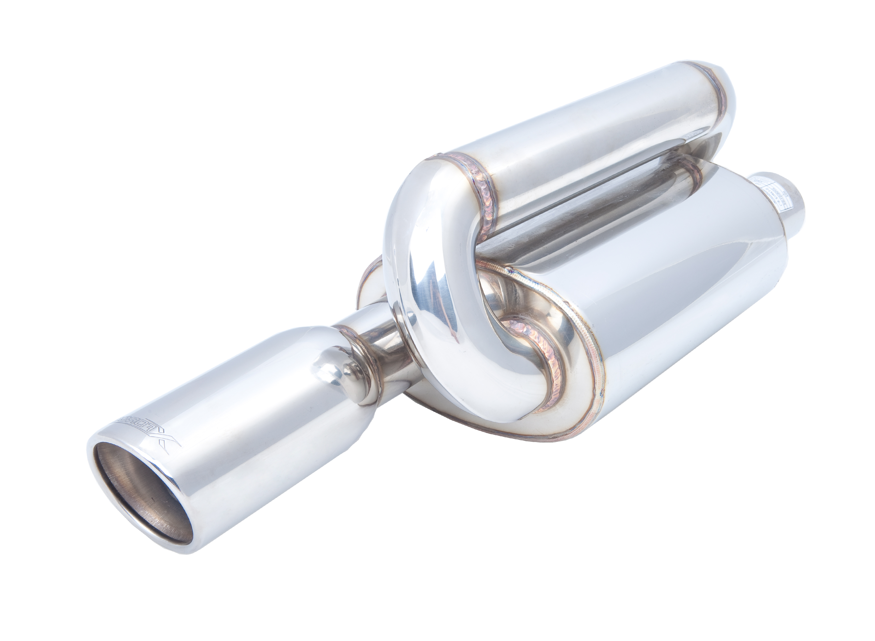 XFORCE S12R-2.25 - 2.25"Twin Loop Oval Muffler (Right Inlet); Exhaust Muffler XFORCE S12R-2.25 - 2.25"Twin Loop Oval Muffler (Right Inlet); Exhaust Muffler