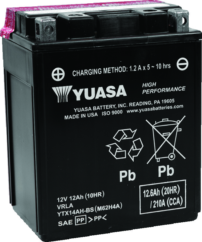 Yuasa Battery YUAM62H4A - Yuasa YTX14AH-BS High Performance AGM 12-Volt Battery w/Bottle Yuasa Battery YUAM62H4A - Yuasa YTX14AH-BS High Performance AGM 12-Volt Battery w/Bottle