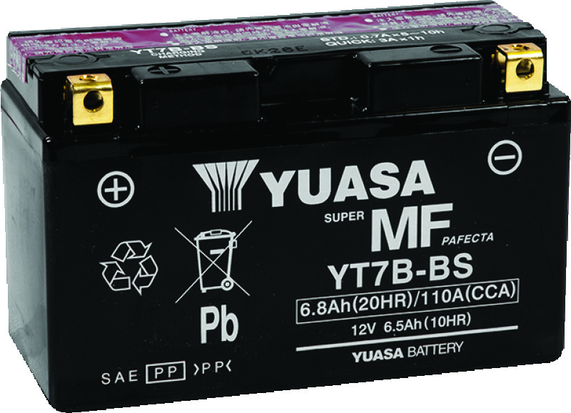Yuasa Battery YUAM62T7B - Yuasa YT7B-BS Maintenance Free AGM 12-Volt Battery w/Bottle