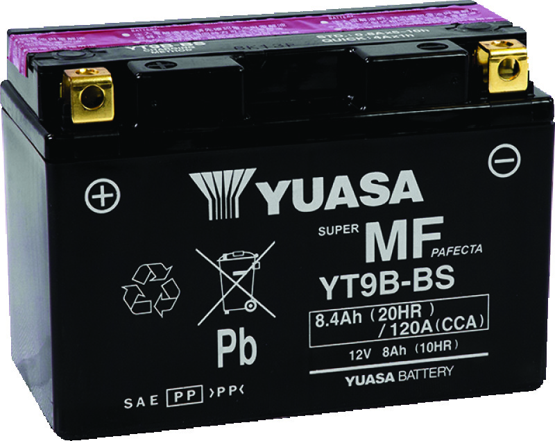 Yuasa Battery YUAM629B4 - Yuasa YT9B-BS Maintenance Free 12-Volt AGM Battery w/Bottle