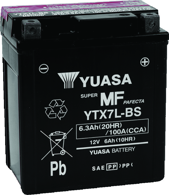 Yuasa Battery YUAM327BS - Yuasa YTX7L-BS Maintenance Free AGM 12-Volt Battery w/Bottle