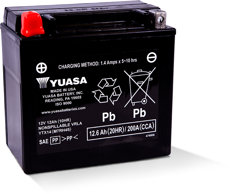 Yuasa Battery YUAM7RH4S - Yuasa YTX14 Maintenance Free AGM 12-Volt Battery Yuasa Battery YUAM7RH4S - Yuasa YTX14 Maintenance Free AGM 12-Volt Battery