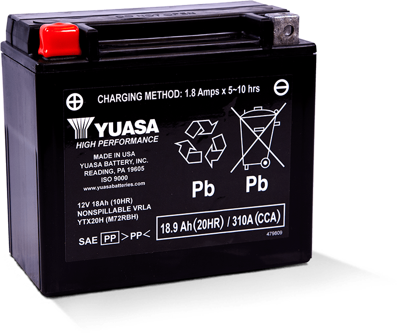 Yuasa Battery YUAM72RBH - Yuasa YTX20H Maintenance Free AGM 12-Volt Battery