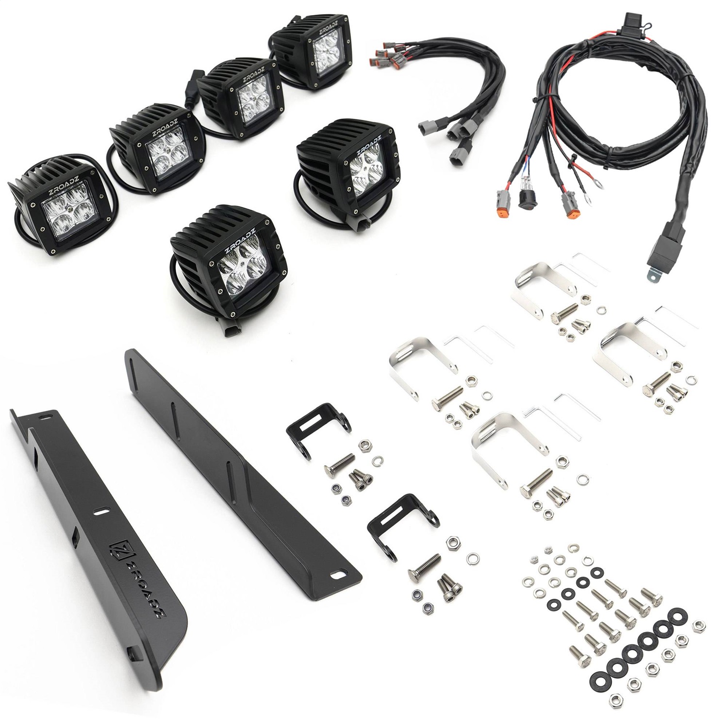 ZROADZ Z325672-KIT - 2017-2021 Ford F-150 Raptor Front Bumper OEM Fog Amber LED Kit with (2) 3 Inch Amber LED Pod Lights and (4) 3 Inch LED Pod Lights- PN #