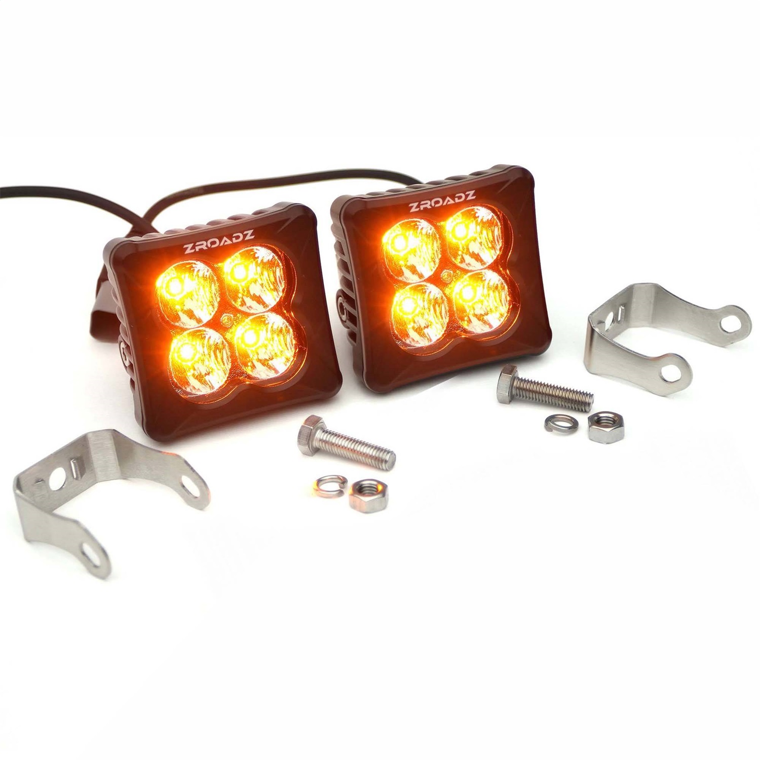 ZROADZ Z30BC12W-D3A-2 - G2 LED Light Pod; Incl. [2] 3 in. Amber LED Flood Beam Pod Light;
