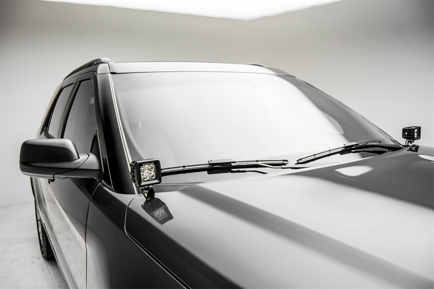 ZROADZ Z366641 -  Hood Hinge LED Bracket, Black, Mild Steel, Bolt-On, to mount (2) 3 Inch  or similar style LED Pod Lights