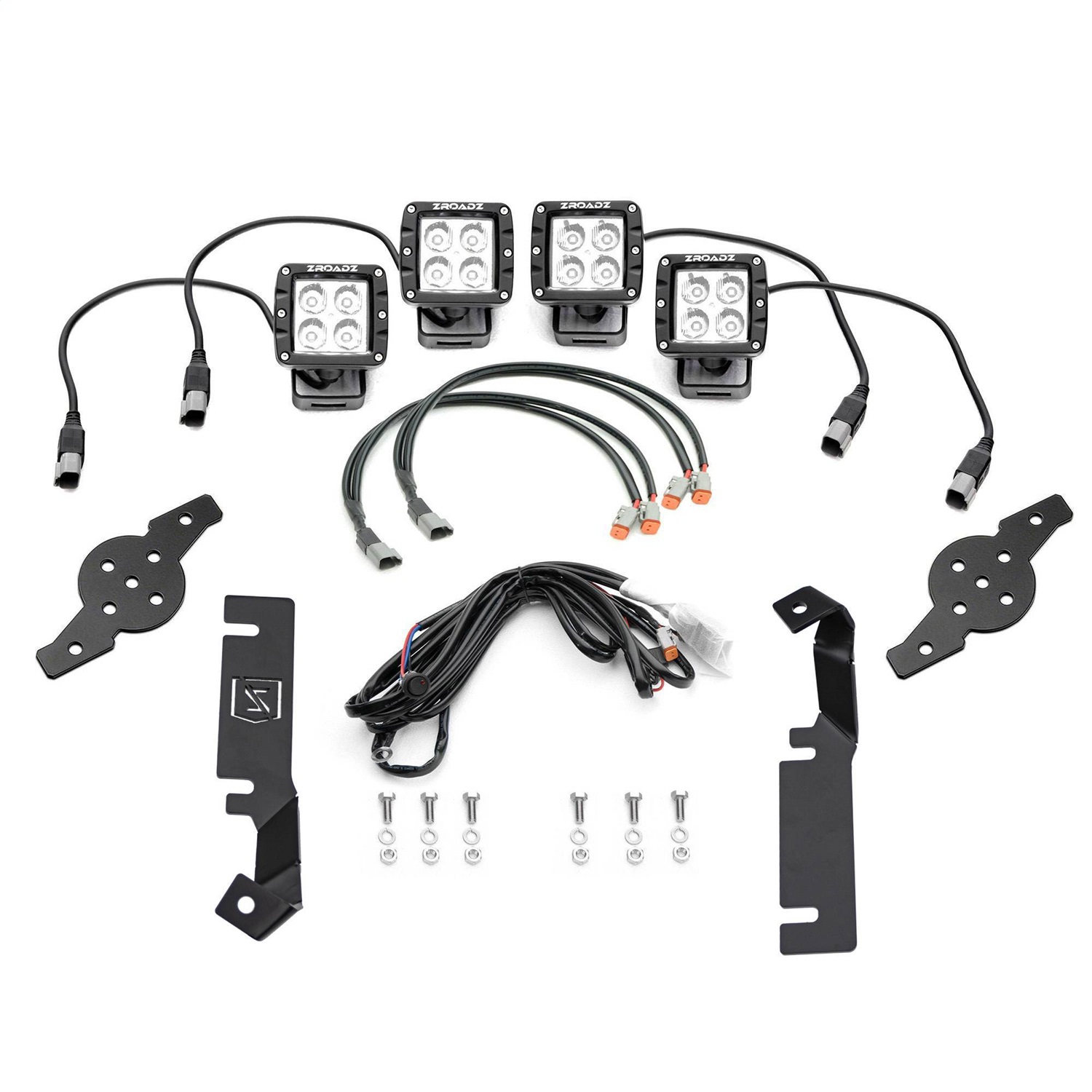 ZROADZ Z366641-KIT4 - 2016-2017 Explorer Hood Hinge LED Kit Incl (4) 3 inch LED Pod Lights