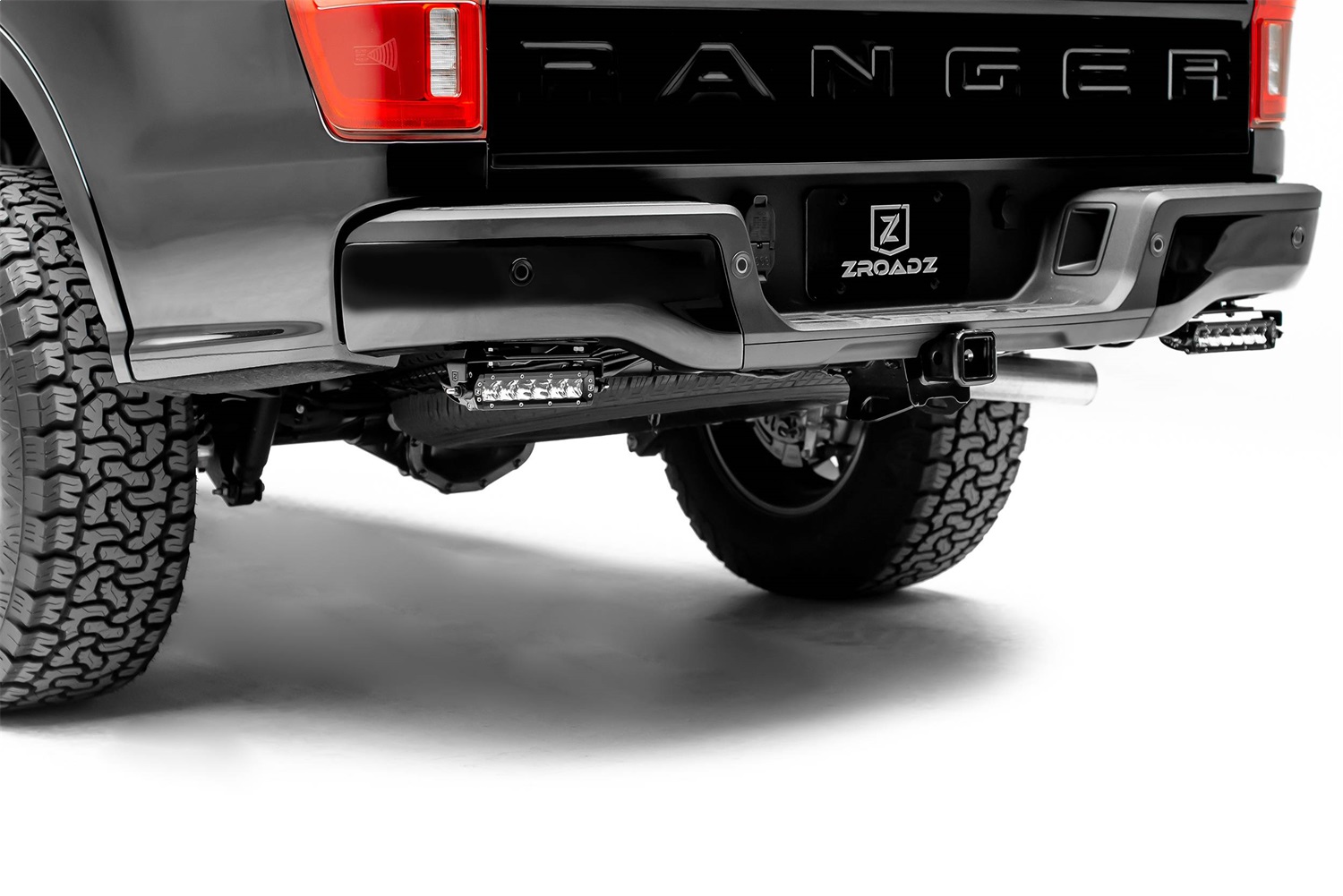 ZROADZ Z385881 - Rear Bumper LED Bracket, Black, Mild Steel, Bolt-On, to mount (2) 6 Inch  or similar style Straight Light Bar, Swivel Adjustment, 8 Inch light bracket opening