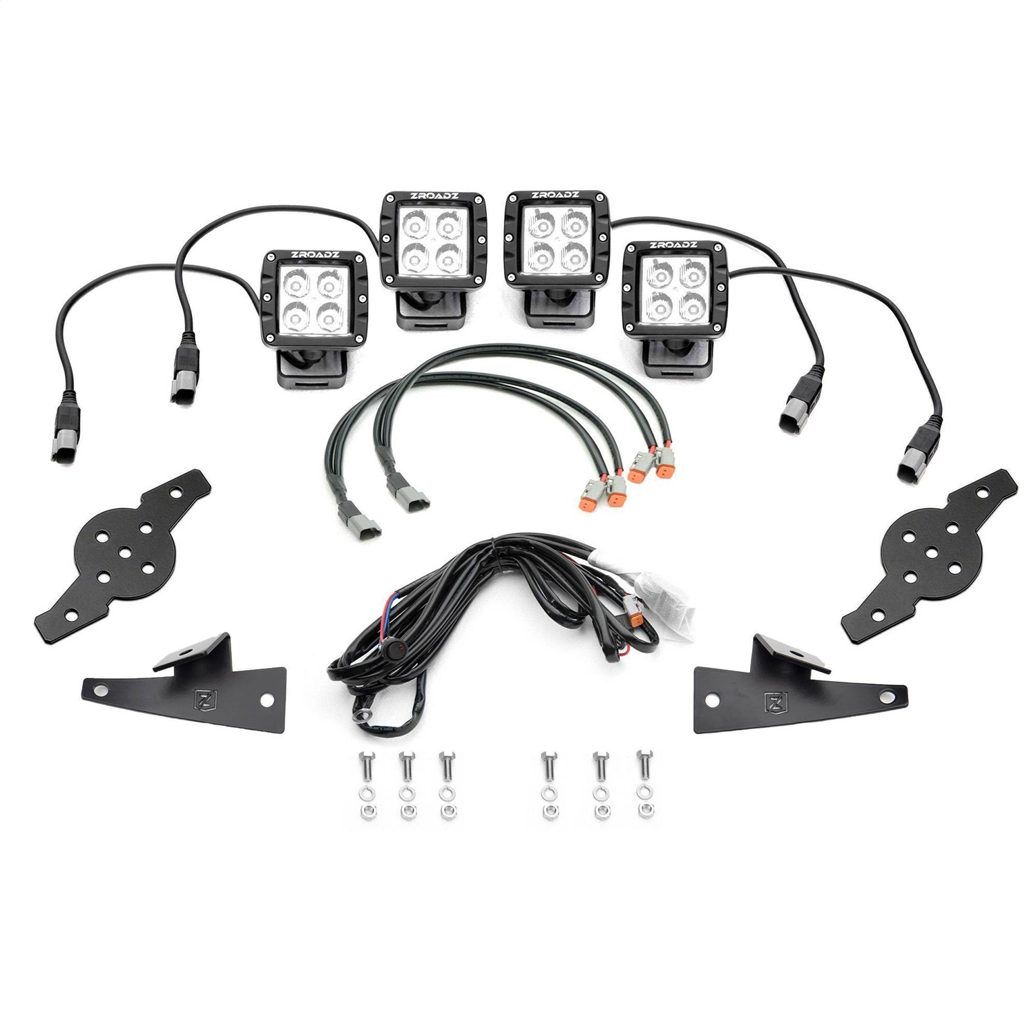 ZROADZ Z365751-KIT4 - 2015-2018 Transit Hood Hinge LED Kit Incl (4) 3 inch LED Pod Lights
