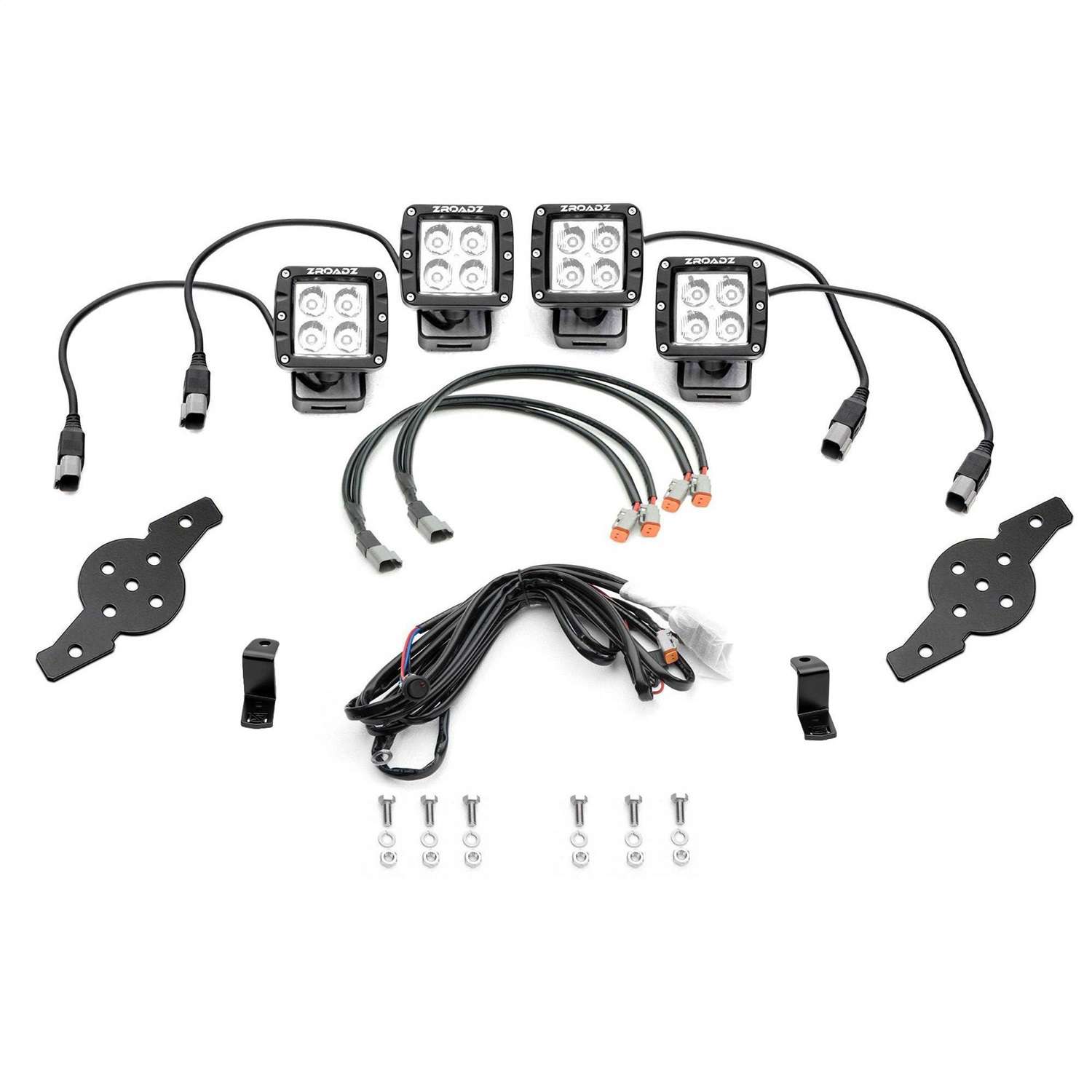 ZROADZ Z365711-KIT4 - 2018-2021 F-150 Hood Hinge LED Kit Incl (4) 3 inch LED Pod Lights