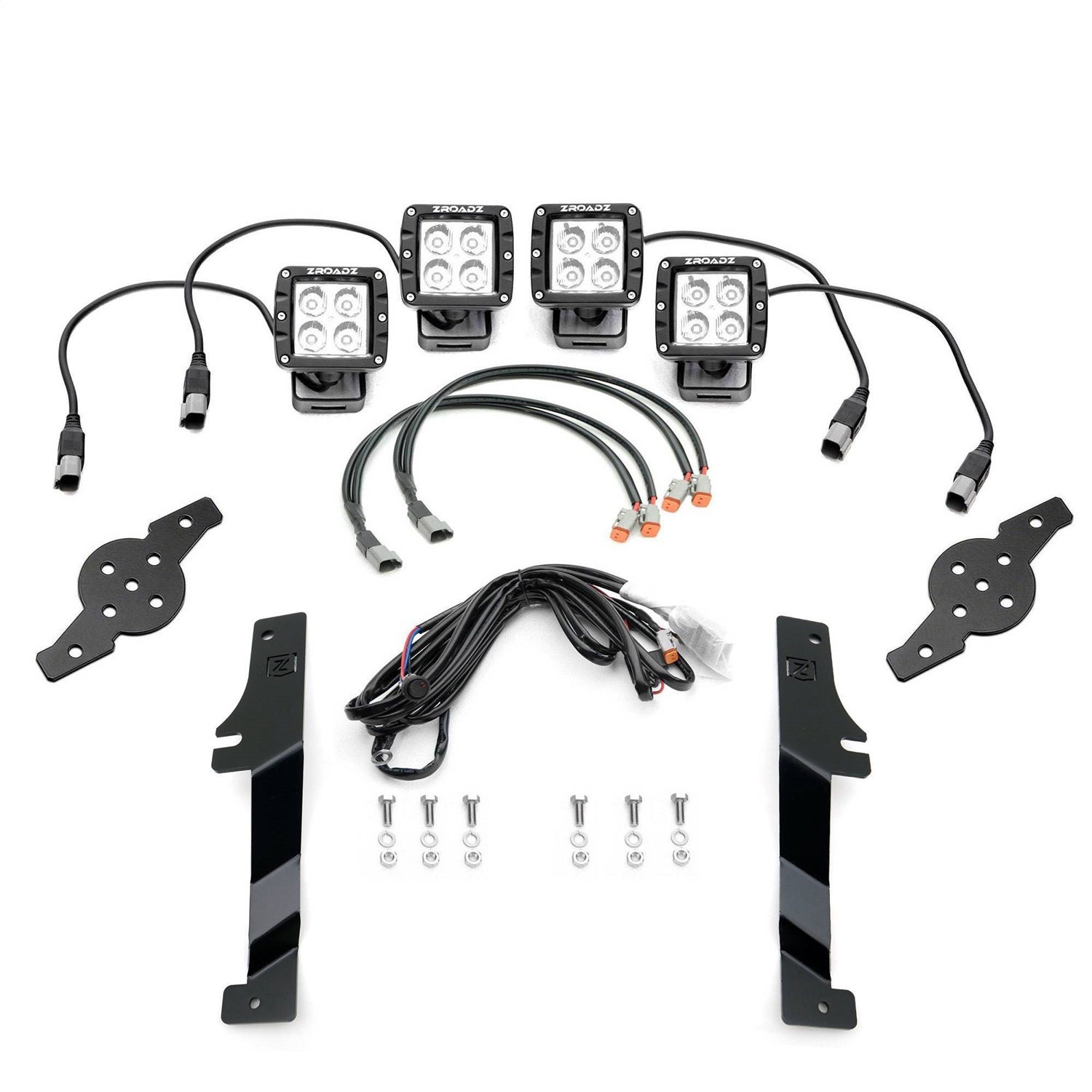 ZROADZ Z365701-KIT4 - 2017-2020 F-150 Raptor Hood Hinge LED Kit Incl (4) 3 inch LED Pod Lights