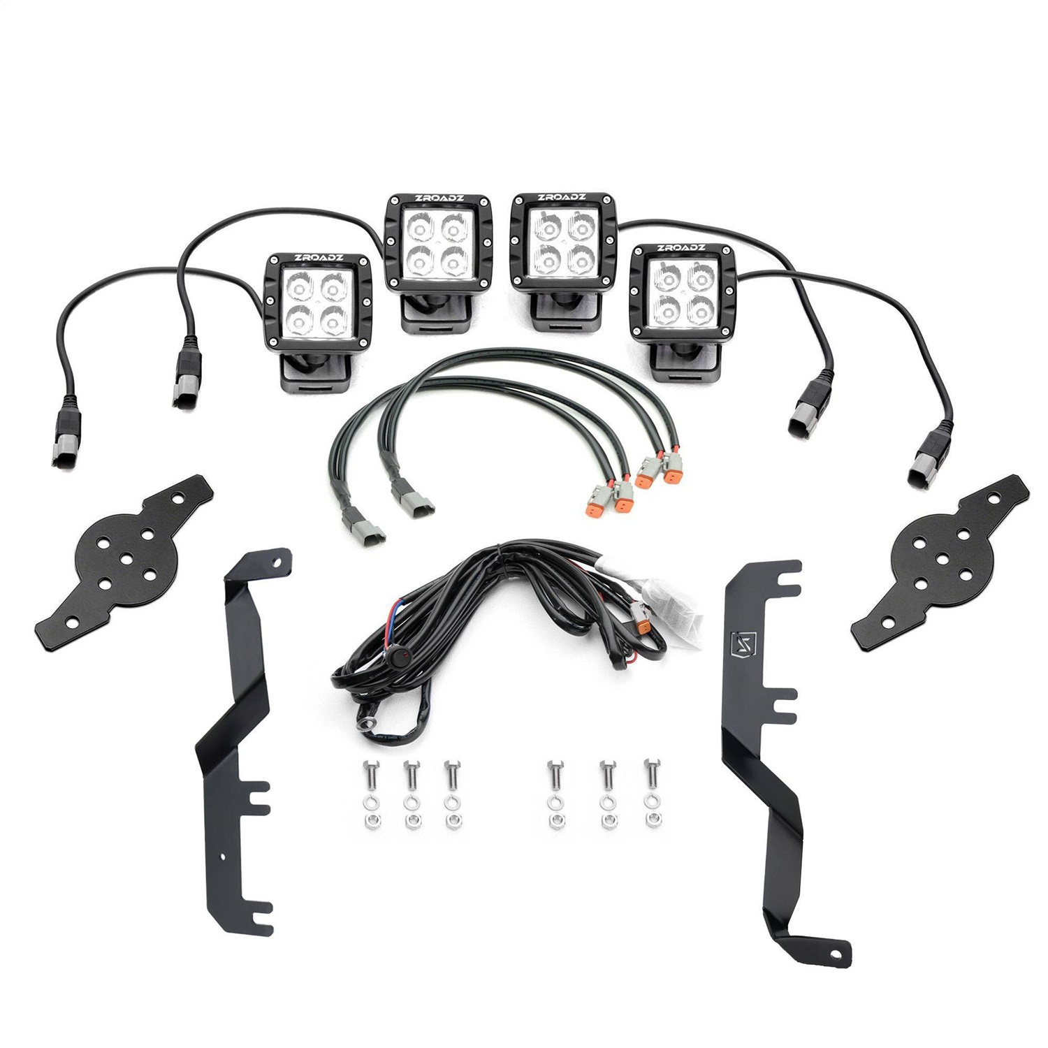 ZROADZ Z365471-KIT4 - 2017-2021 Super Duty Hood Hinge LED Kit Incl (4) 3 inch LED Pod Lights