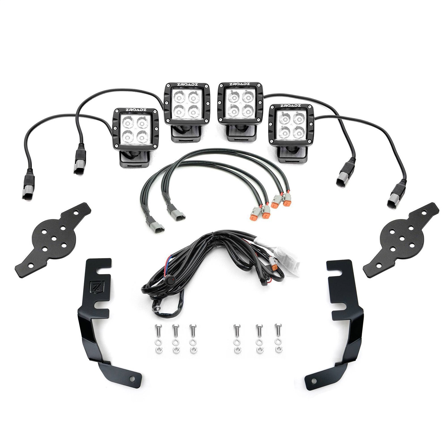 ZROADZ Z365821-KIT4 - 2019-2020 Ranger Hood Hinge LED Kit Incl (4) 3 inch LED Pod Lights