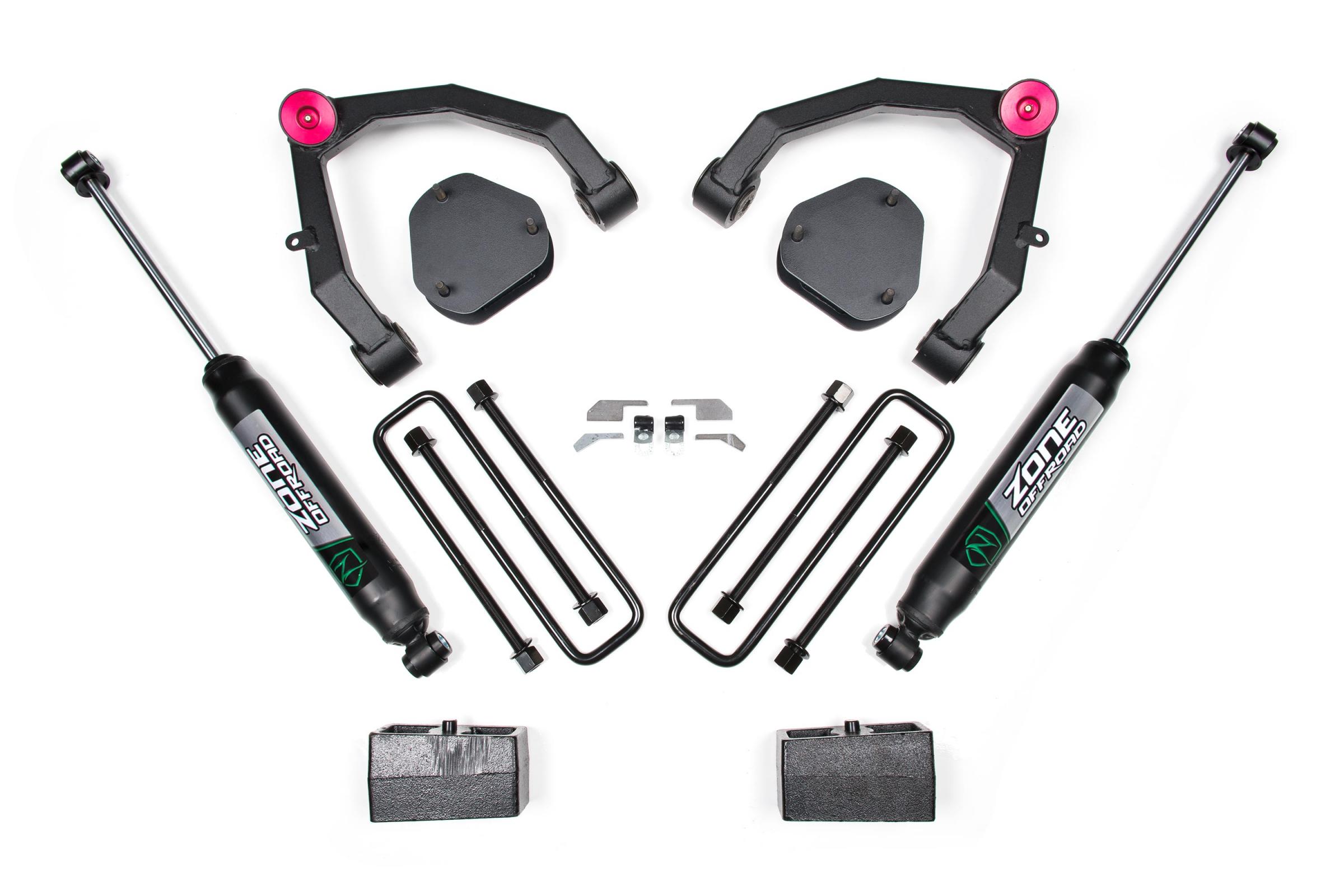 Zone Offroad ZONC30N - 07-13 Chevy 1500 2WD 3.5 Inch Lift Kit With Nitro Shocks UCA  Offroad