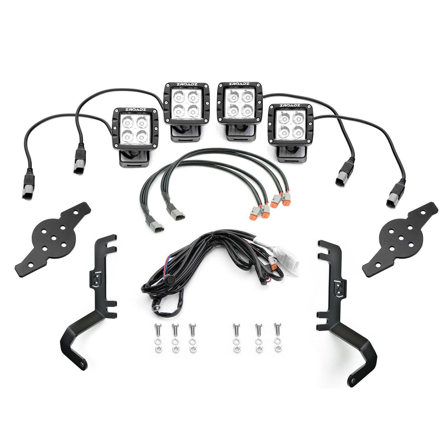 ZROADZ Z362281-KIT4 - 2019-2021 Sier 1500 Hood Hinge LED Kit Incl (4) 3 inch LED Pod Lights