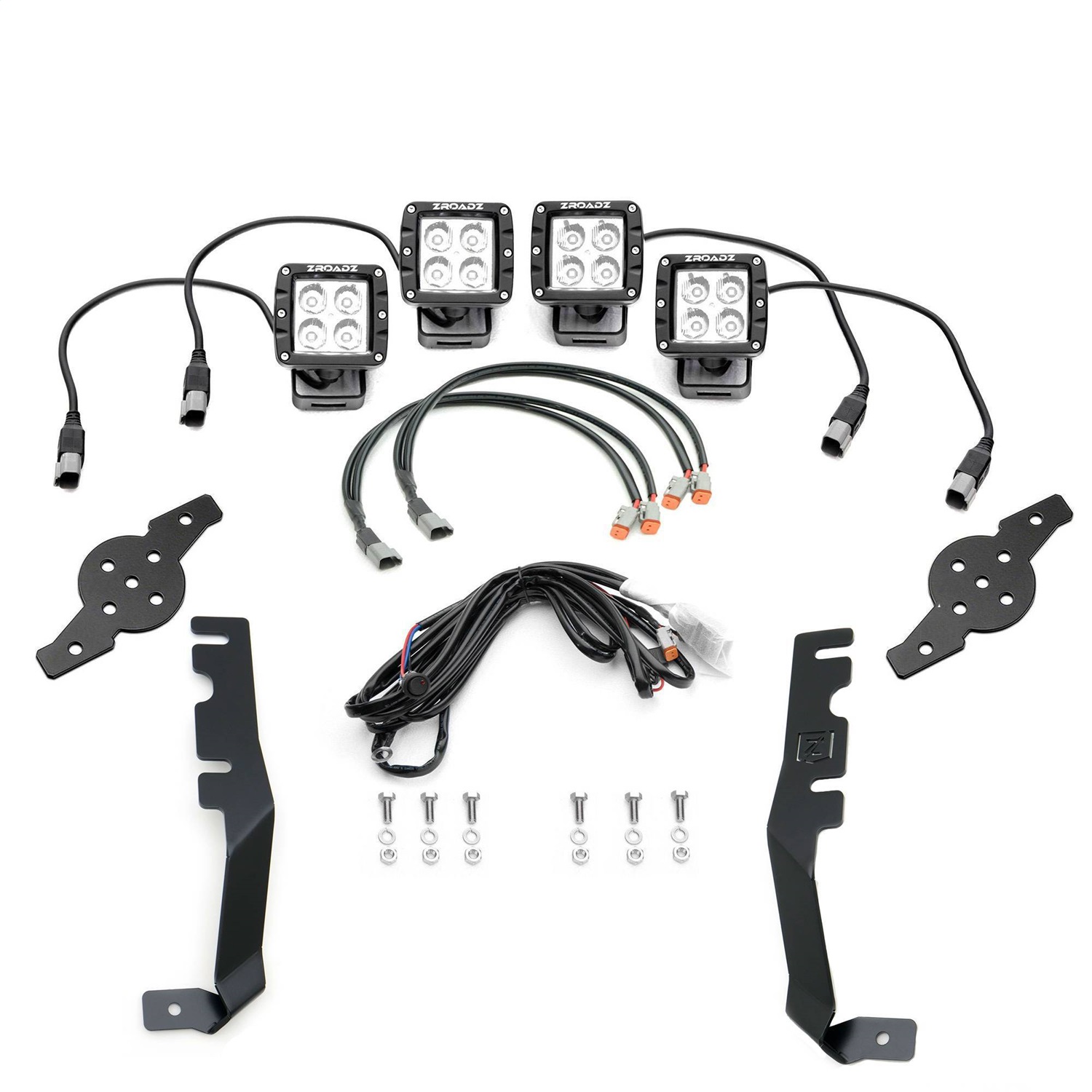 ZROADZ Z364721-KIT4 - 2019-2021 Ram 1500 Hood Hinge LED Kit Incl (4) 3 inch LED Pod Lights