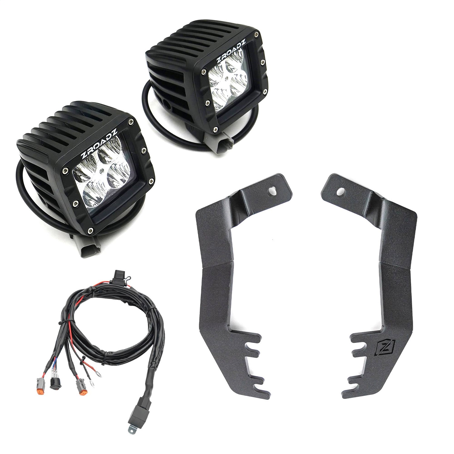 ZROADZ Z369671-KIT2 - Hood Hinge LED Kit; Incl. [2] 3 in. White  LED Pod Lights And Universal Wiring Harness;