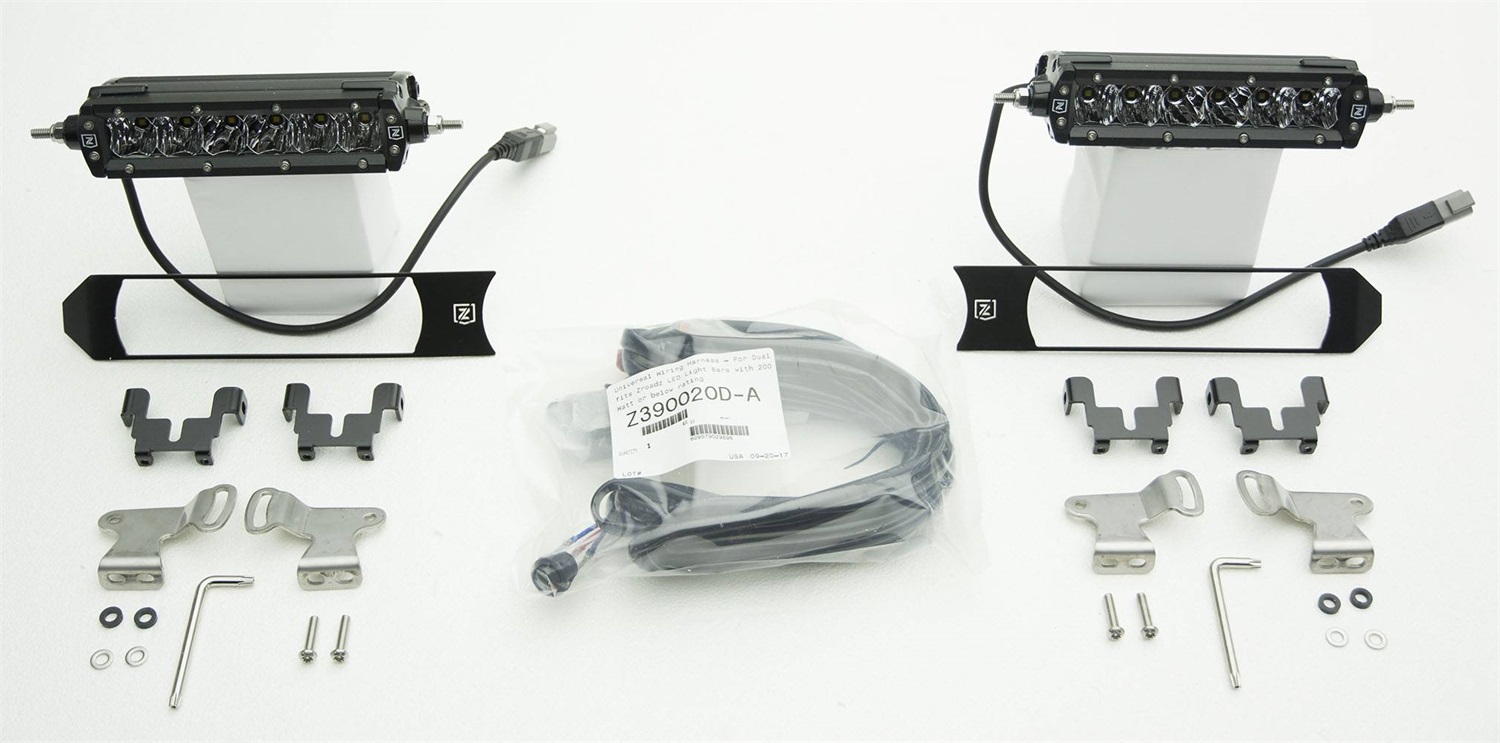 ZROADZ Z415571-KIT - OEM Grille LED Kit, Black, Mild Steel, Bolt-On, Includes (2) 6 Inch  LED Straight Single Row Slim Light Bars and Universal Wiring Harness, Mounts behind cross bars of OEM Grille