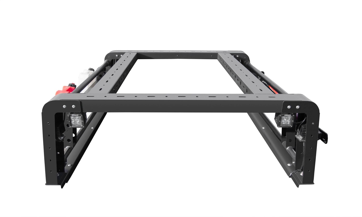 ZROADZ Z835101 -  Overland Access Rack, Black, Mild Steel, Aluminum, Bolt-On, With Side Access Doors, Includes (4) 3 Inch  LED Pod Lights and Universal Wiring Harness