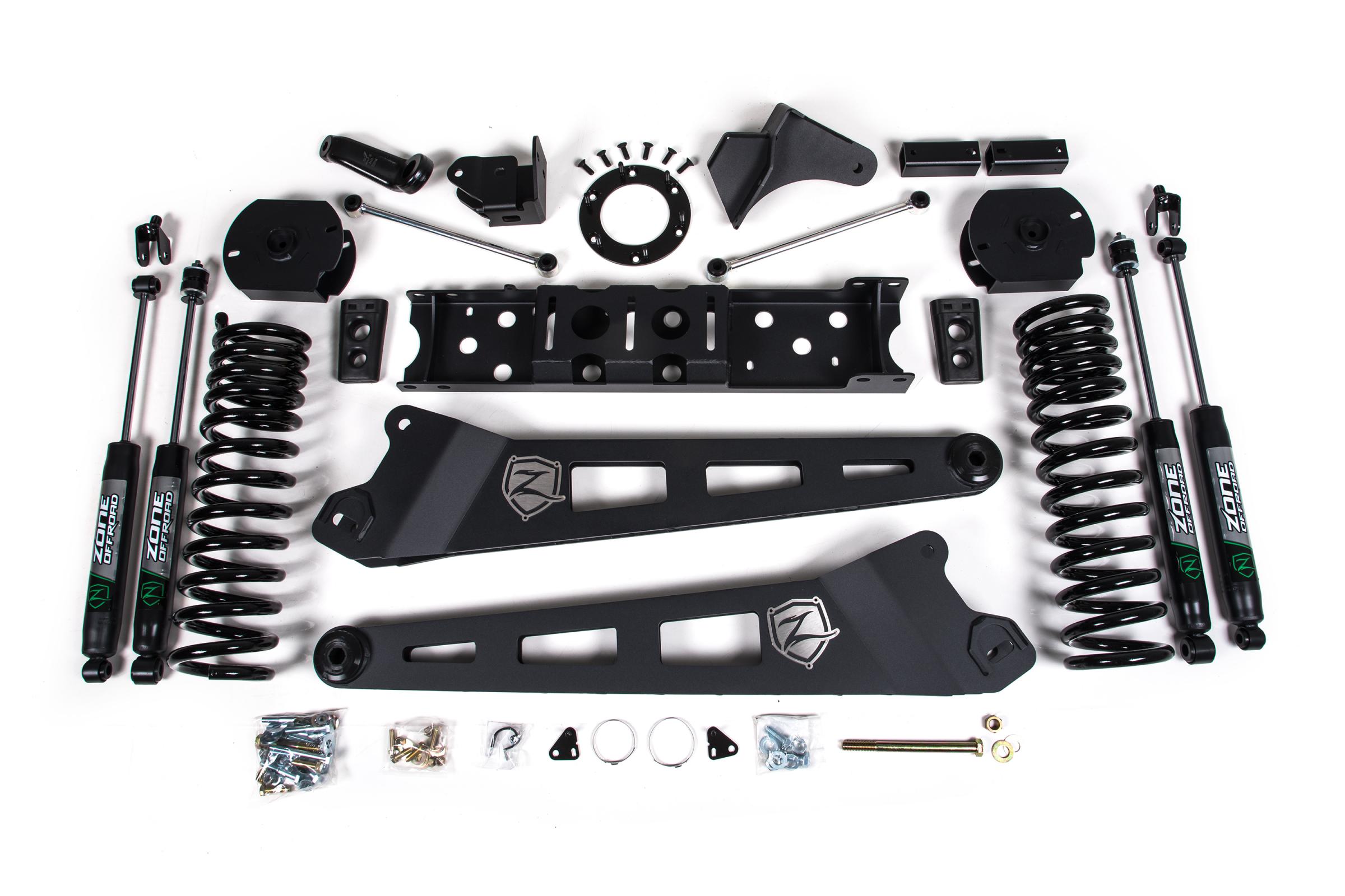 Zone Offroad ZOND78F - 19-24 RAM 2500 4.5 Inch Radius Arm Diesel 6-Bolt T-Case Fox Adventure Shocks  Offroad