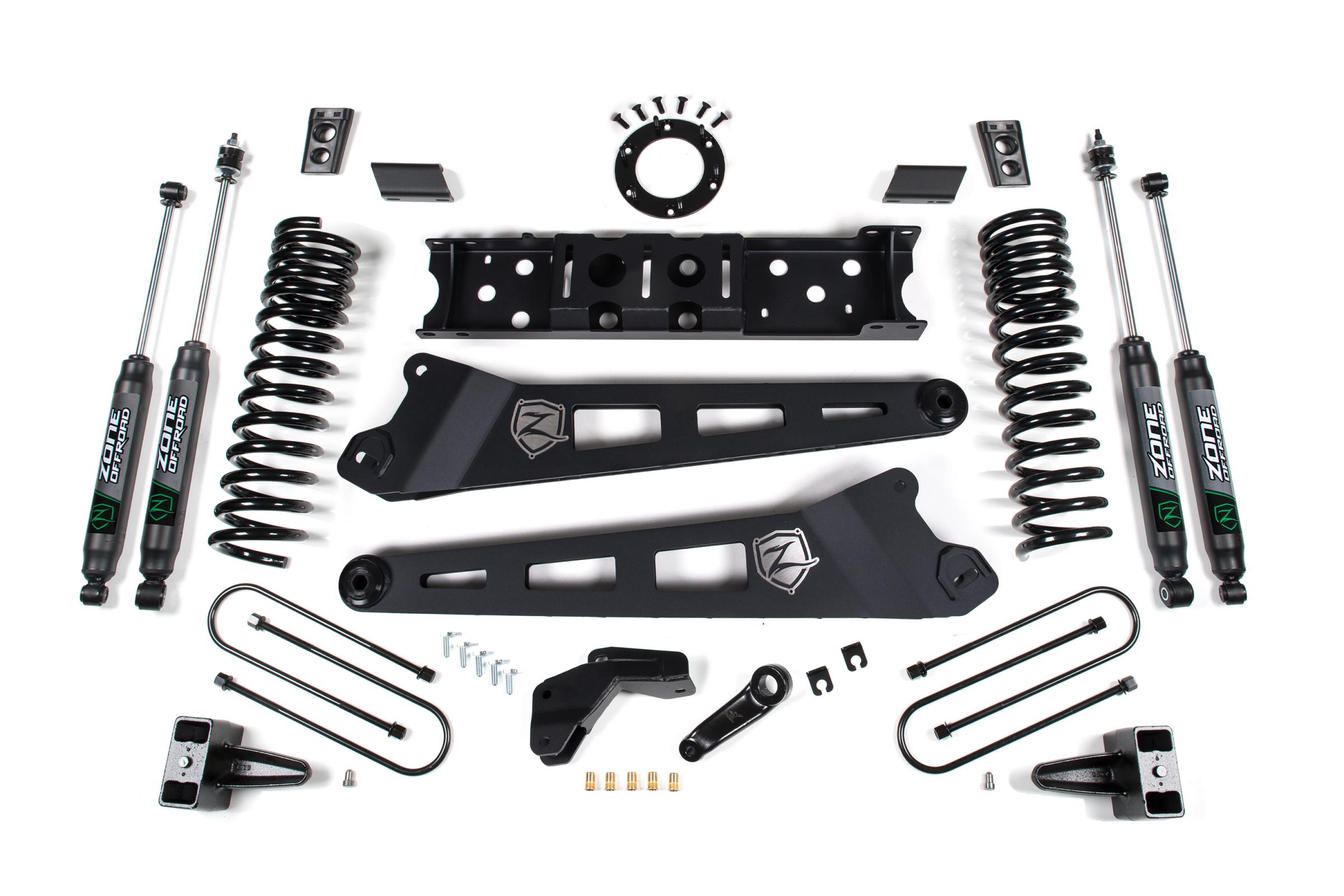 Zone Offroad ZOND83N - 19-24 RAM 3500 4.5 Inch Radius Arm 2 Inch Rear Block With Overload Diesel 6-Bolt T-Case Nitro Shocks  Offroad
