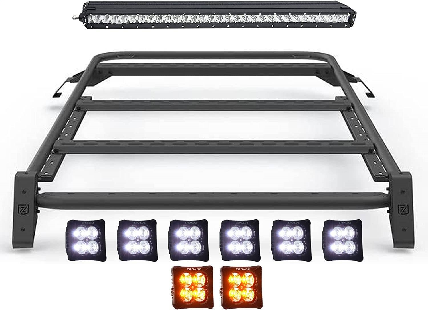 ZROADZ Z845221 - Roof Rack with (8) 3 Inch  LED Pods, 30 Inch Straight Single Row Light and Universal Wiring Harness