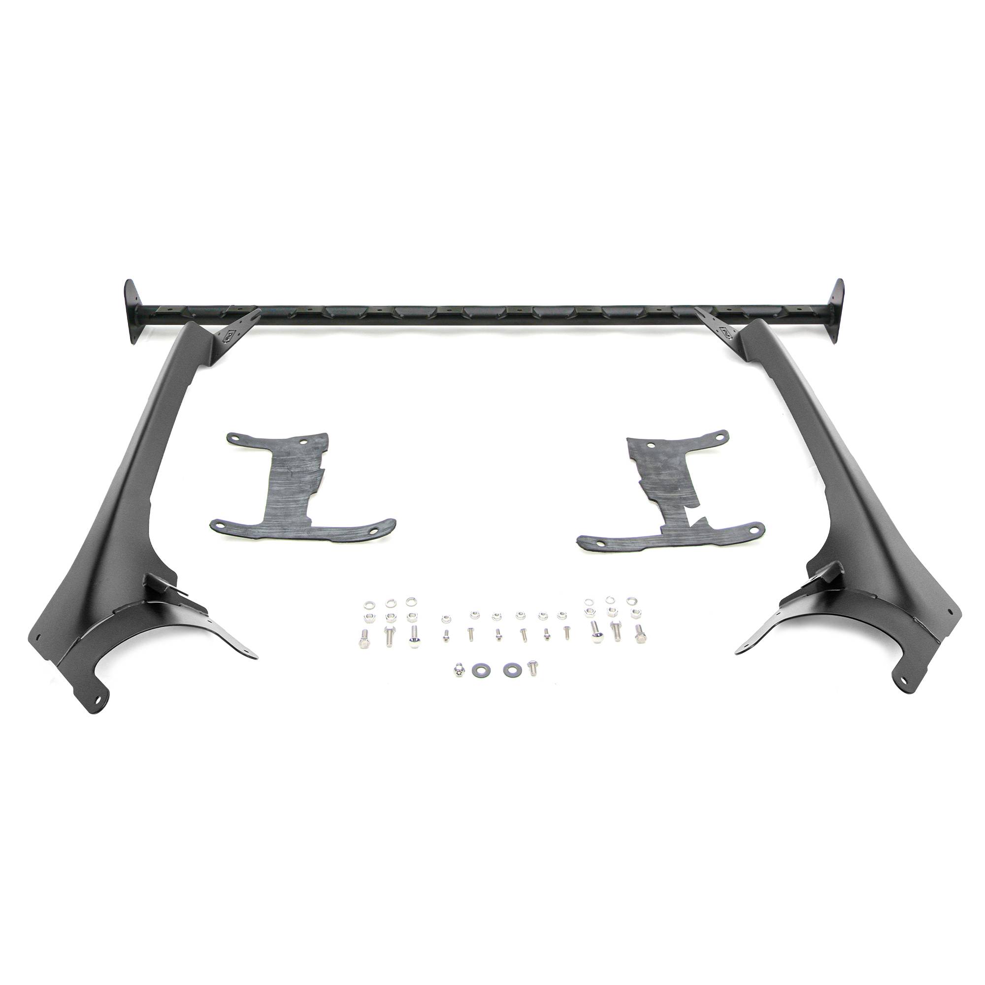 ZROADZ Z934931-BK2 - 2019-2022 Jeep JL, Gladiator Multi-LED Light Capable Roof Cross Bar and 2-Pod A-Pillar Brackets