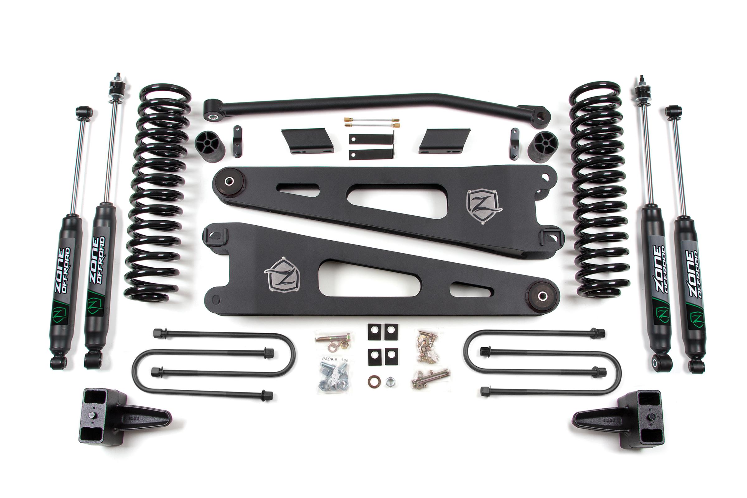 Zone Offroad ZONF24N - 08-10 Ford F-250/F-350 Super Duty 4 Inch Radius Arm Lift Kit Gas With Nitro Shocks  Offroad
