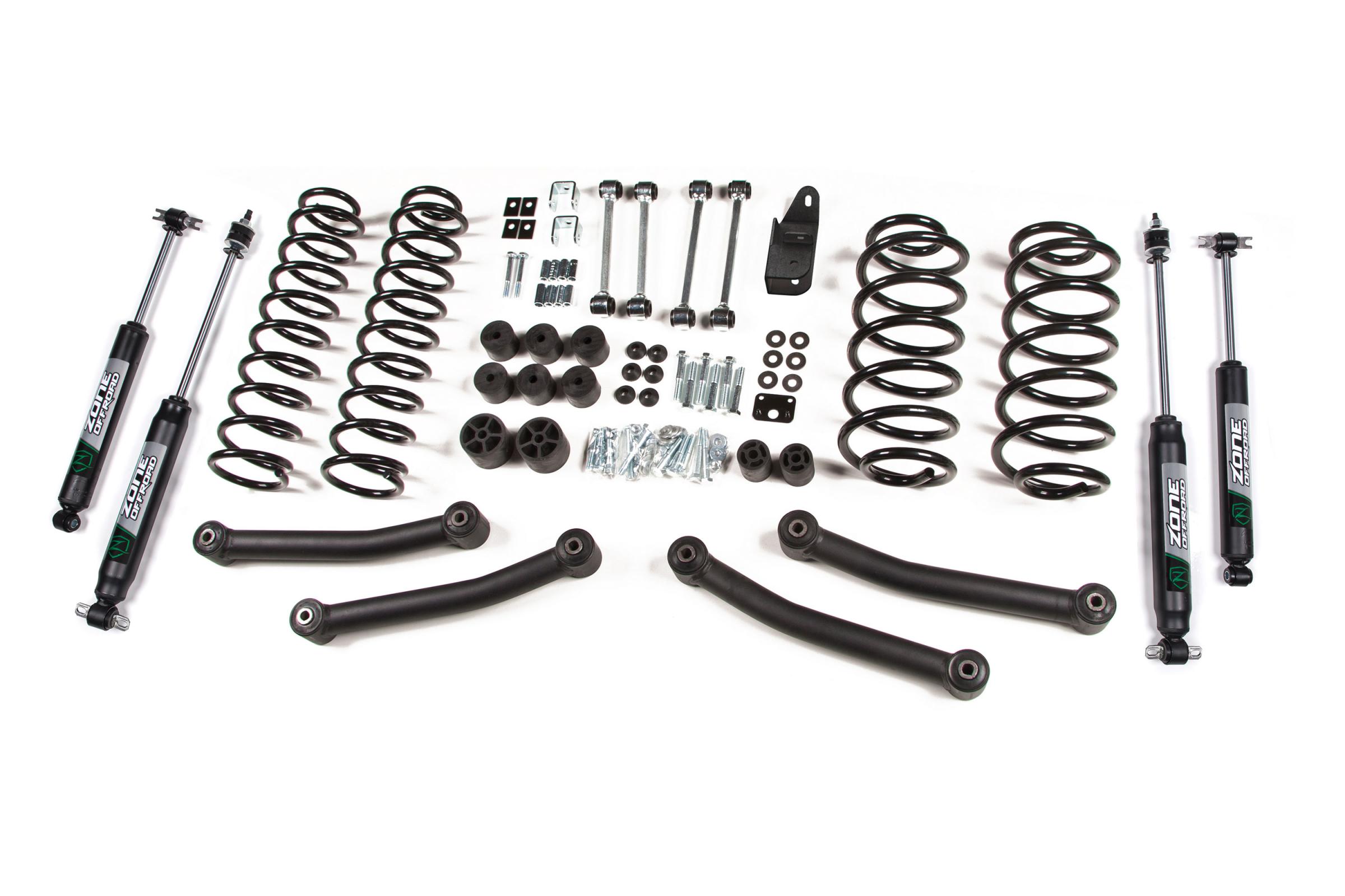Zone Offroad ZONJ10N - 97-02 Jeep Wrangler TJ 4 Inch Coil Spring Lift Kit With Nitro Shocks  Offroad