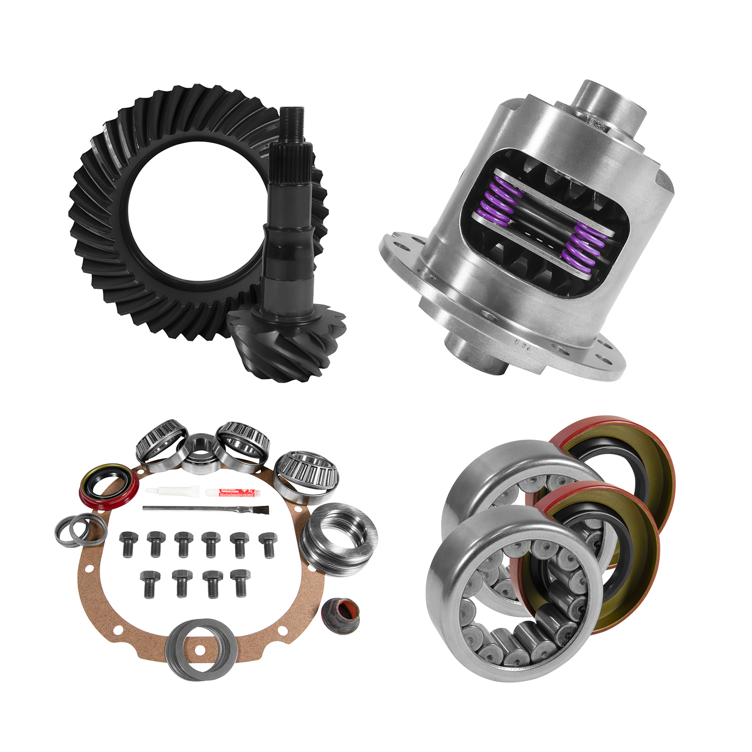 Yukon Gear YGK2063 - Yukon 8.8in Ford 4.56 Rear Ring & Pinion Install Kit 31 Spline Positraction 2.99in Axle Bearings