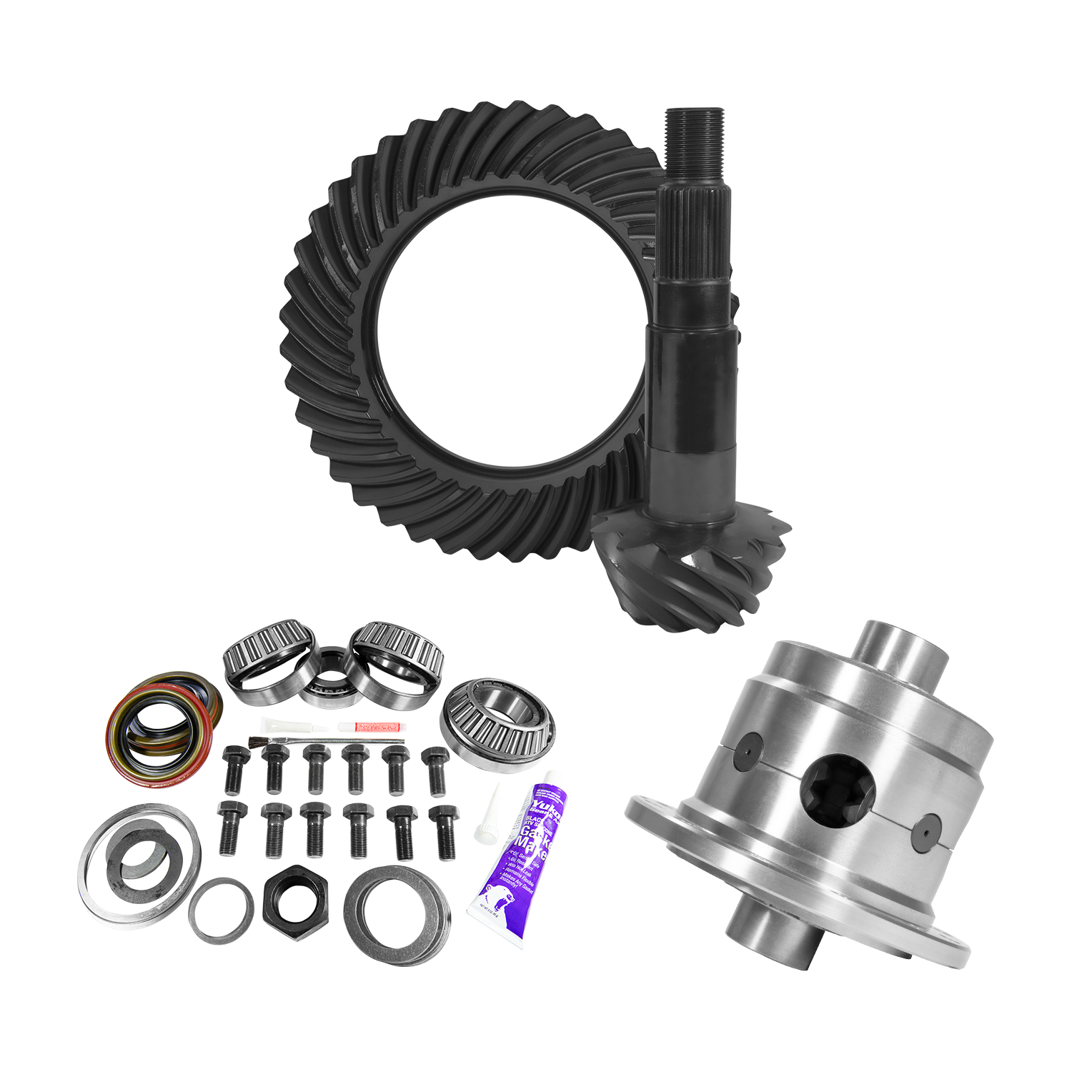 Yukon Gear YGK2179 - Yukon 11.25in Dana 80 3.73 Rear Ring & Pinion Install Kit 35 Spline Positraction 4.375in BRG