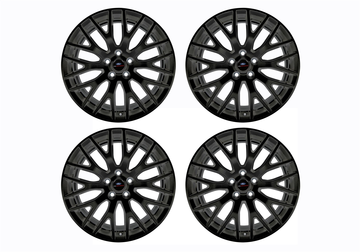 Ford Racing M-1007K-M19XB - 15-16 Mustang GT 19X9 and 19X9.5 Wheel Set with TPMS Kit - Matte Black Ford Racing M-1007K-M19XB - 15-16 Mustang GT 19X9 and 19X9.5 Wheel Set with TPMS Kit - Matte Black