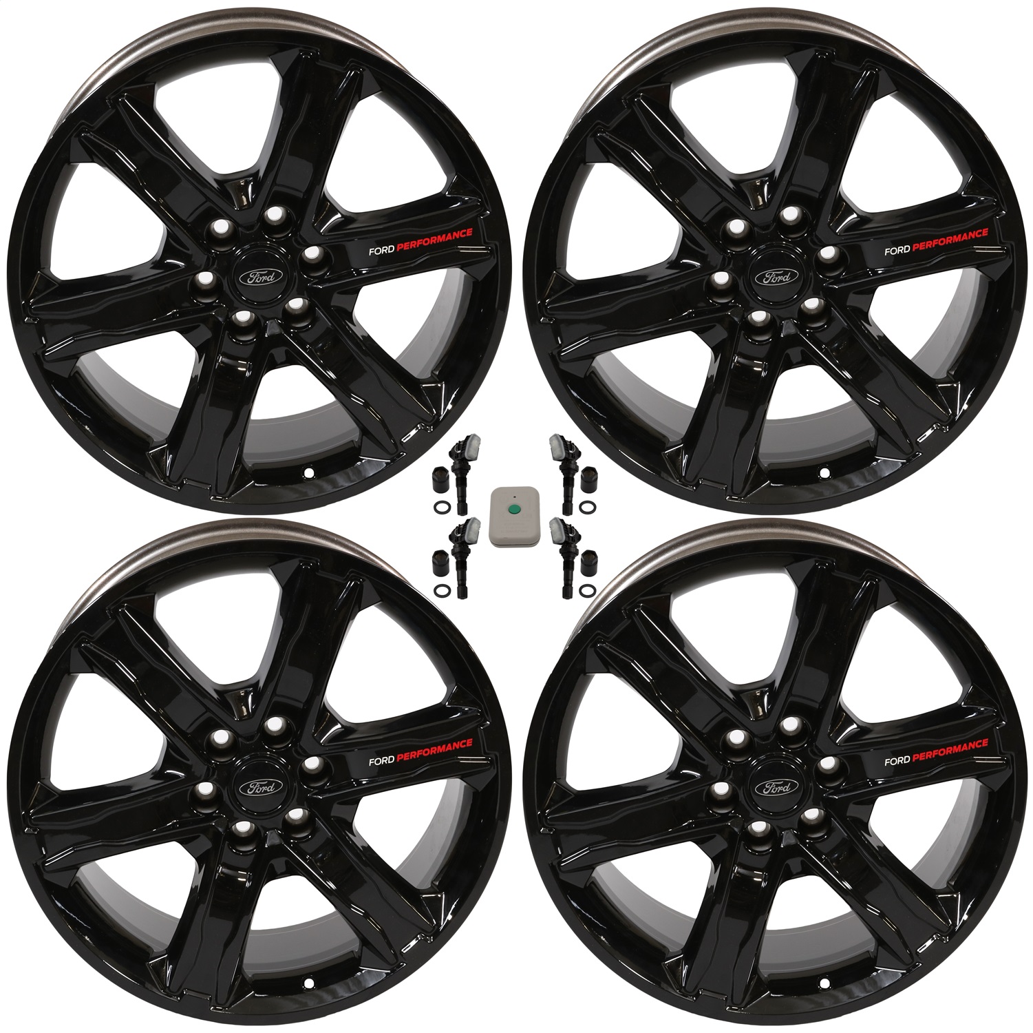 Ford Racing M-1007K-S2295GB - 15-23 F-150 22x9.5in Wheel Kit - Gloss Black Ford Racing M-1007K-S2295GB - 15-23 F-150 22x9.5in Wheel Kit - Gloss Black