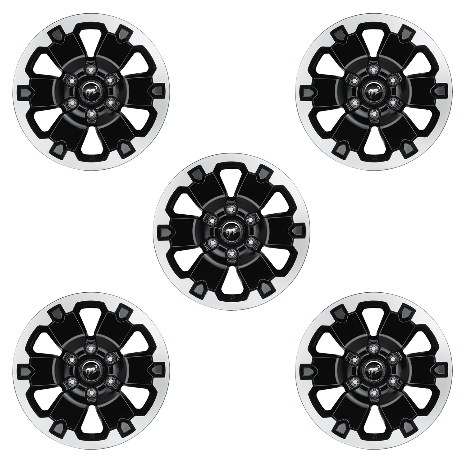 Ford Racing M-1007K-BB5 - 21-22 Bronco 18in Black Machined Face Wheel Kit Ford Racing M-1007K-BB5 - 21-22 Bronco 18in Black Machined Face Wheel Kit