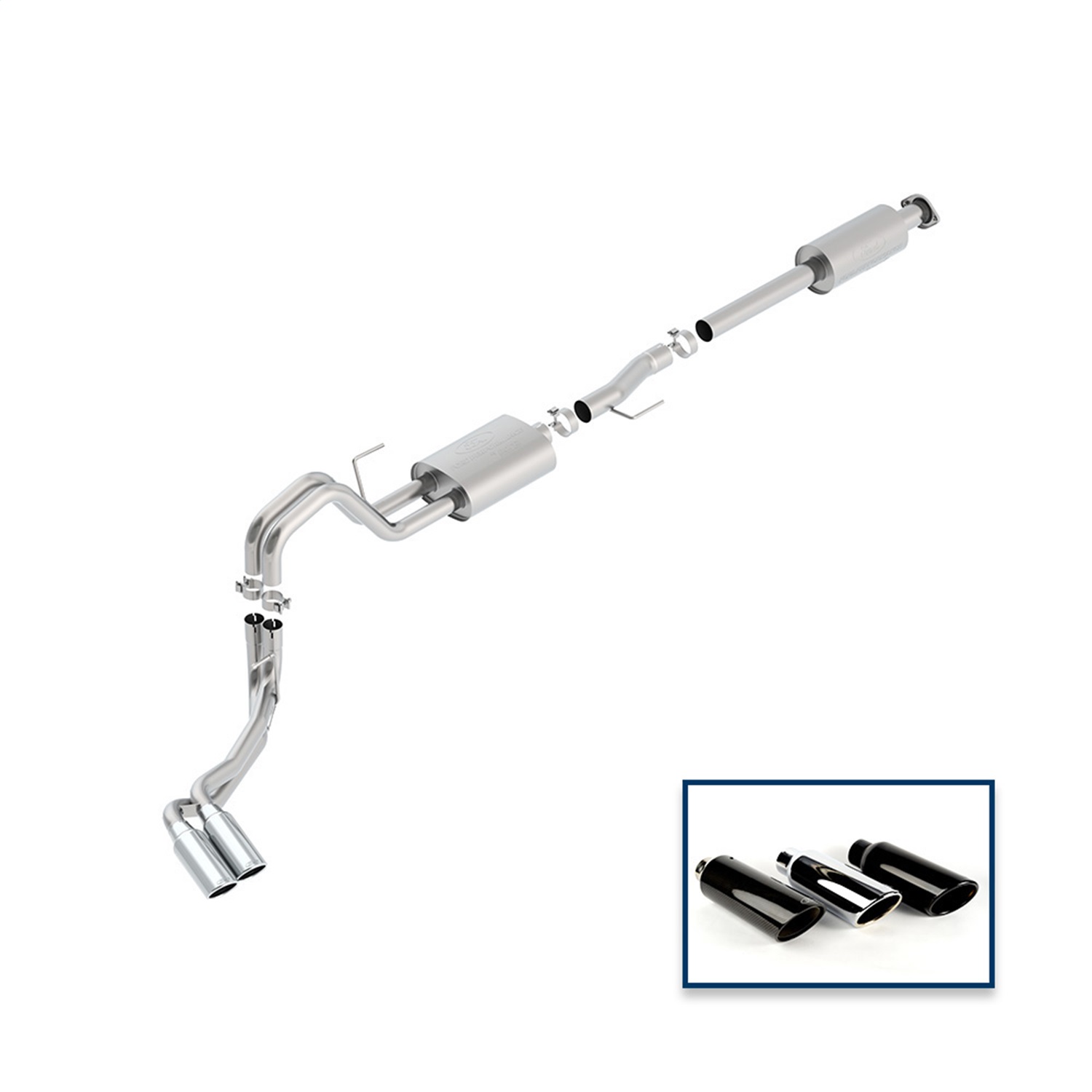 Ford Racing M-5200-F1550RTCA - 15-18 F-150 5.0L Cat-Back Touring Exhaust System - Side Exit Chrome Tips