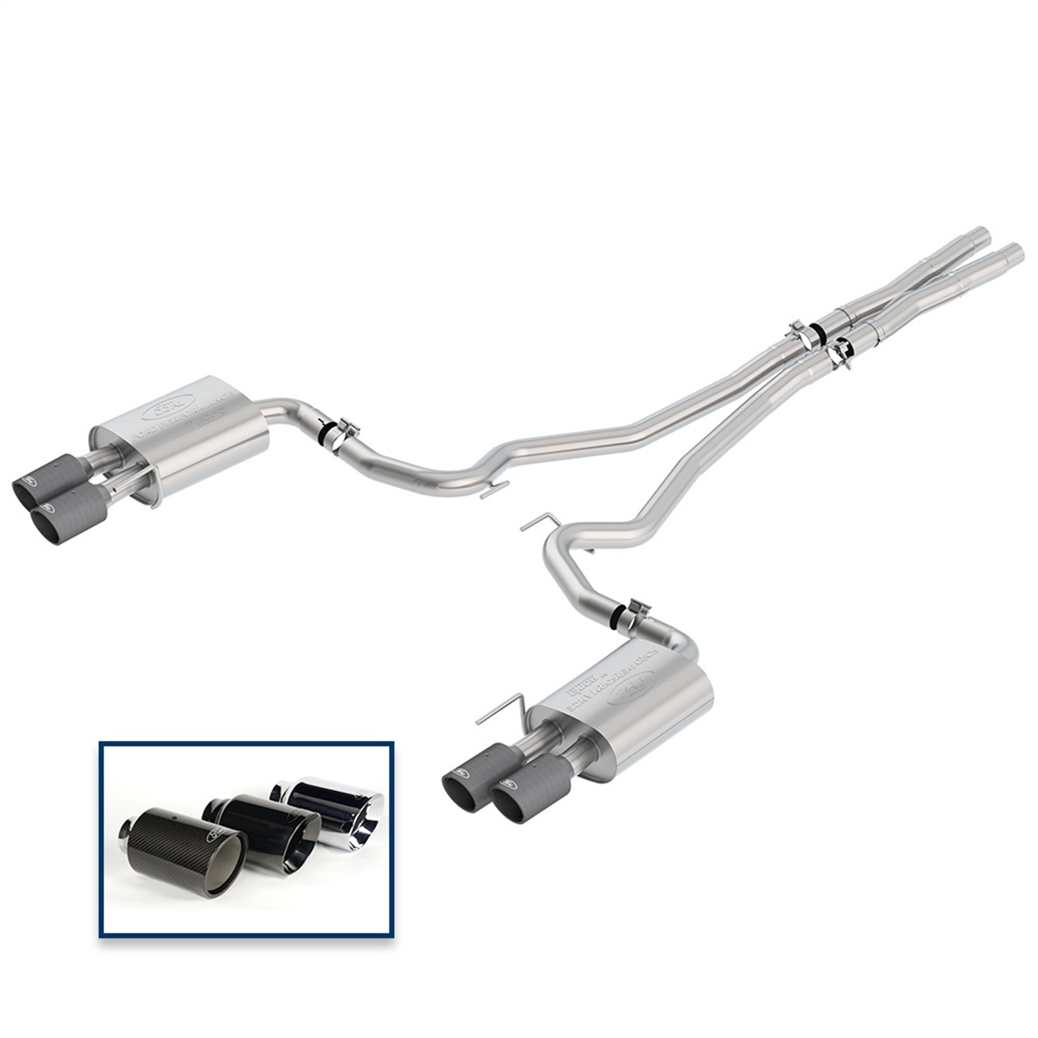 Ford Racing M-5200-M8TFA - 18+ Mustang GT 5.0L Cat-Back Touring Exhaust System w/Carbon Fiber Tips Ford Racing M-5200-M8TFA - 18+ Mustang GT 5.0L Cat-Back Touring Exhaust System w/Carbon Fiber Tips