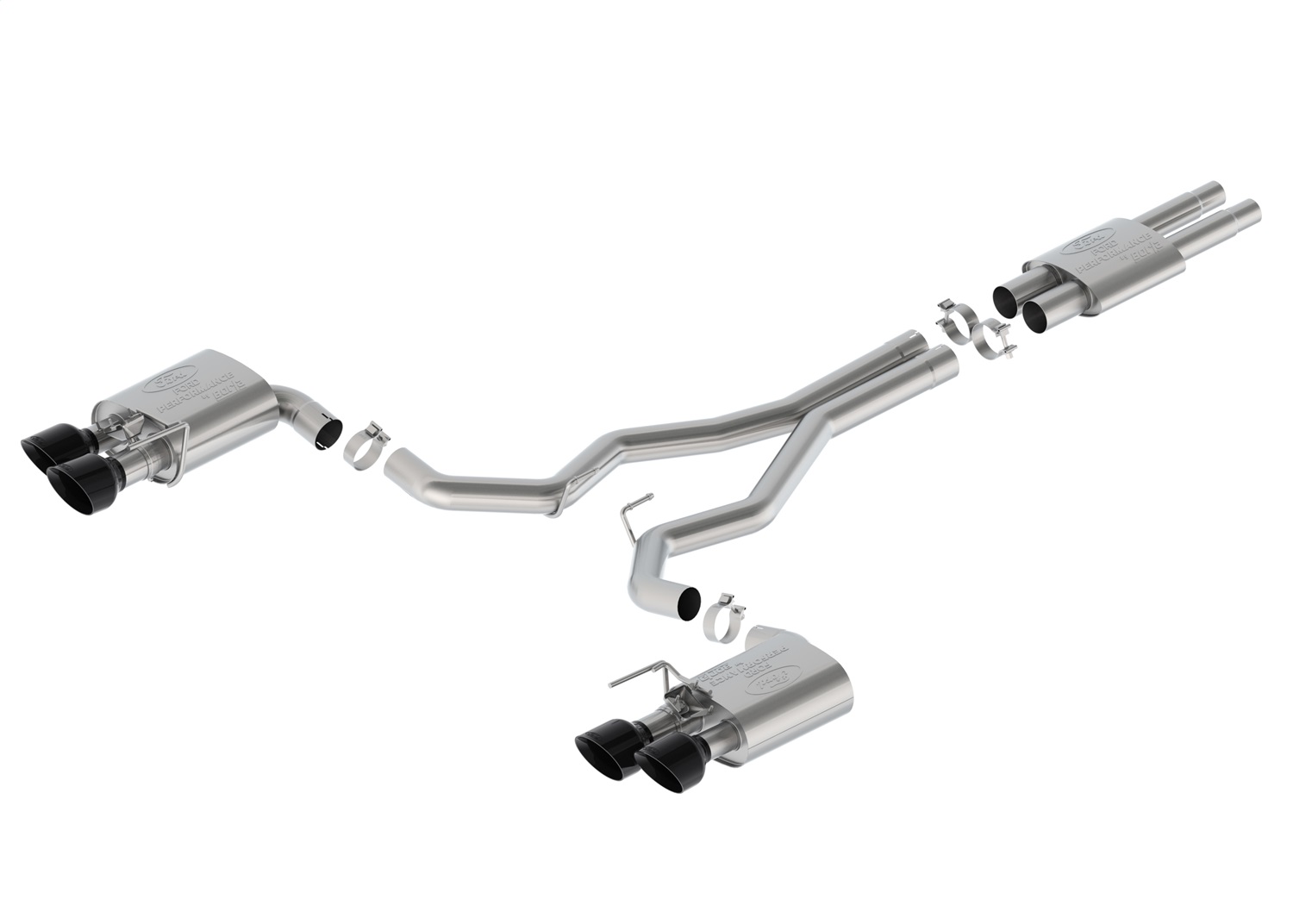 Ford Racing M-5200-DHS - 2024 Mustang Dark Horse 5.0L Cat-Back Sport Active Exhaust - Black Tip