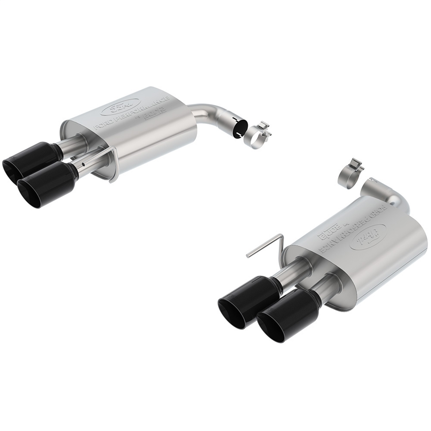 Ford Racing M-5230-M8TBA - Incl. Dual Mufflers/Quad 4 in. Black Chrome-Plated Stainless Steel Tips Ford Racing M-5230-M8TBA - Incl. Dual Mufflers/Quad 4 in. Black Chrome-Plated Stainless Steel Tips