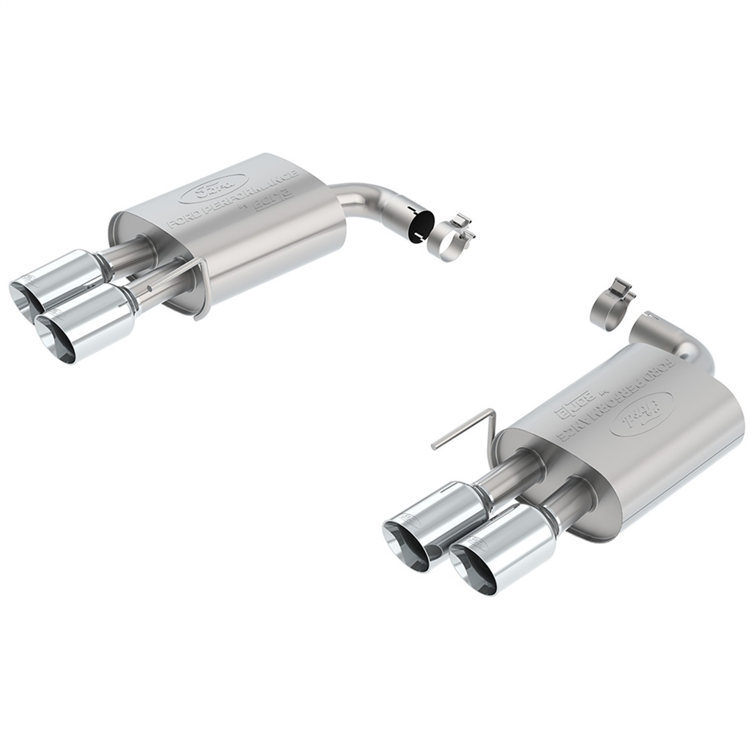 Ford Racing M-5230-M8TCA - Incl. Dual Mufflers/Quad 4 in. Chrome-Plated Stainless Steel Tips Ford Racing M-5230-M8TCA - Incl. Dual Mufflers/Quad 4 in. Chrome-Plated Stainless Steel Tips