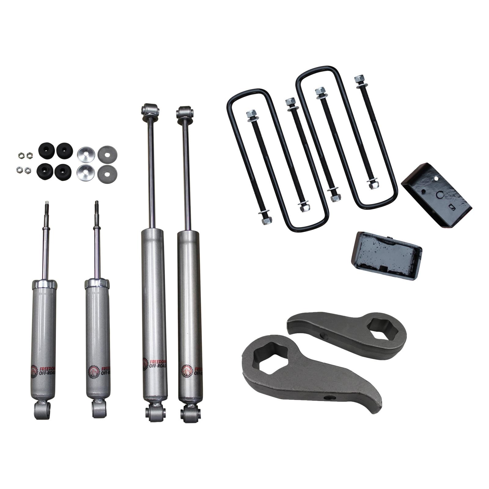 Freedom Offroad FO-G504-KIT - 1 Inch-3 Inch Leveling Lift Kit w/ Shocks 11-19 Silverado/Sierra 2500 HD/3500 HD Freedom Off-Road