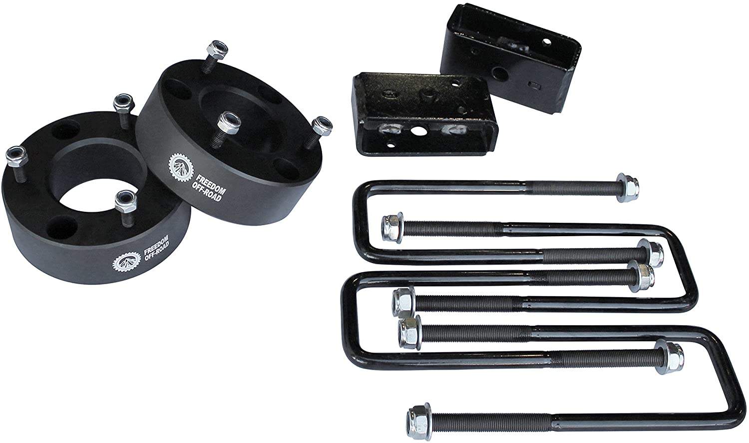 Freedom Offroad FO-N601-2AL - 3 Inch Front Strut Spacers 2 Inch Rear Lift Blocks w/U Bolts 05-23 Titan Freedom Off-Road