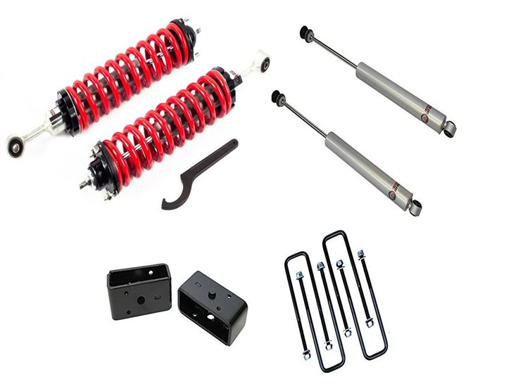 Freedom Offroad FO-T903-KIT - 1-4 Inch Adjustable Coilovers 3 Inch Rear Lift Block and U-bolts Rear Shocks 07-21 Toyota Tundra Freedom Off-Road